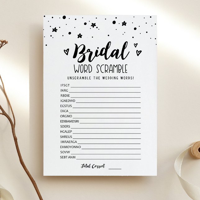 Invitation Bridal word scramble with Answers Game Card (Créateur téléchargé)