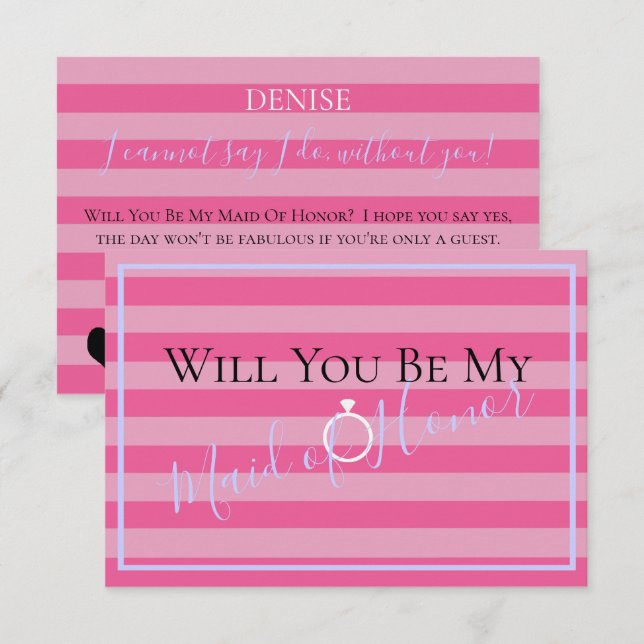 Invitation BRIDE & Be My Bridesmaid Pink Fête des mariées Par (Devant / Derrière)