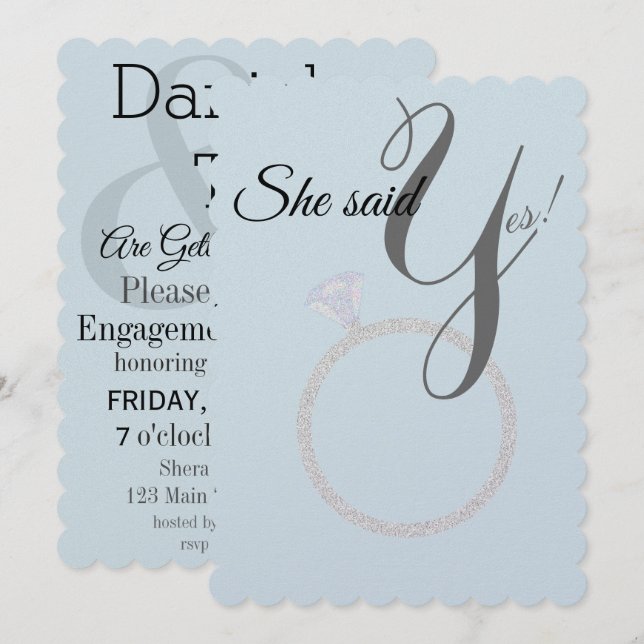 Invitation BRIDE & CO Elle A Dit Oui ! Fiançailles de bague d (Devant / Derrière)