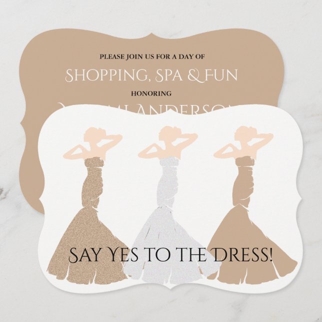 Invitation BRIDE & CO Gold Be My Bridesmaid ShoParty (Devant / Derrière)