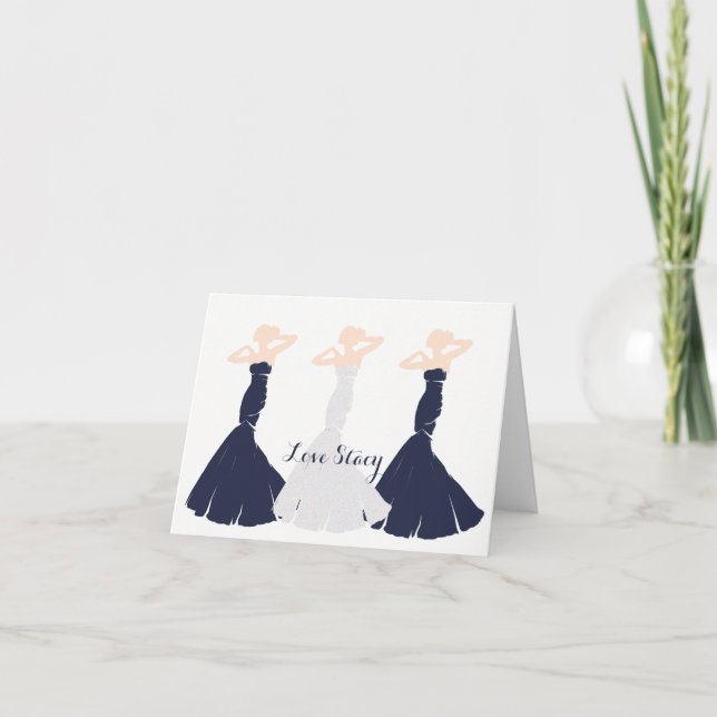 Invitation BRIDE & CO Navy Blue Be My Bridesmaid Douche Party (Devant)