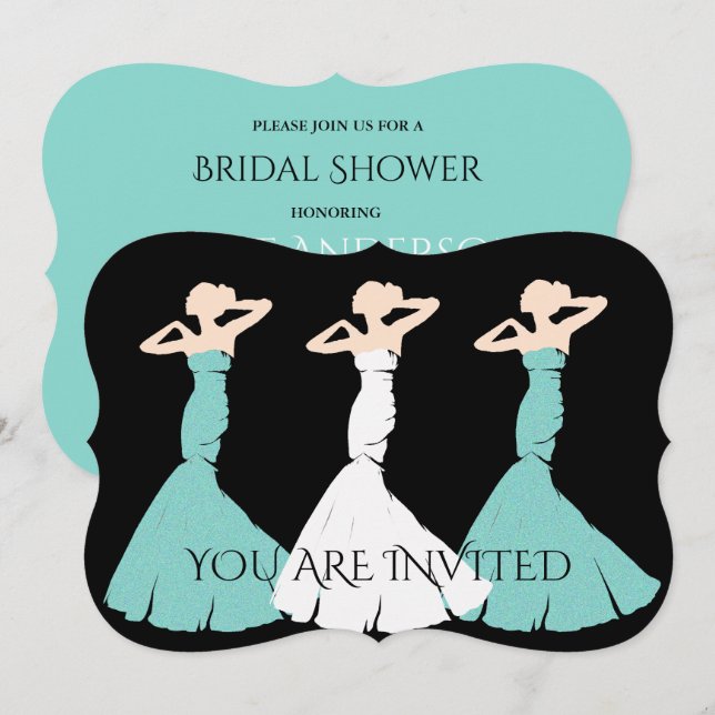 Invitation BRIDE & CO Turquoise Blue Be My Bridesmaid (Devant / Derrière)