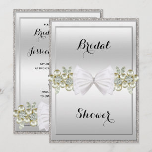 Invitation Bride de la Parties scintillant Bow de l'Argent et