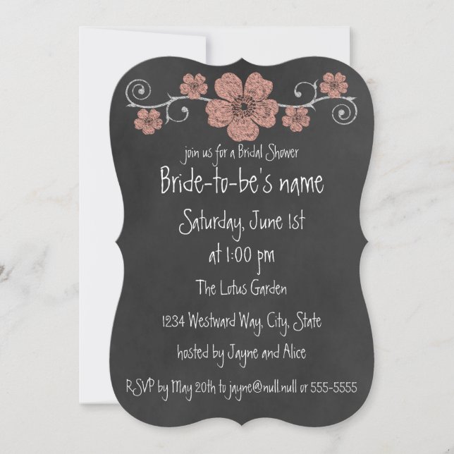 Invitation Bride de tableau rouge Rose Wild Peach (Devant)