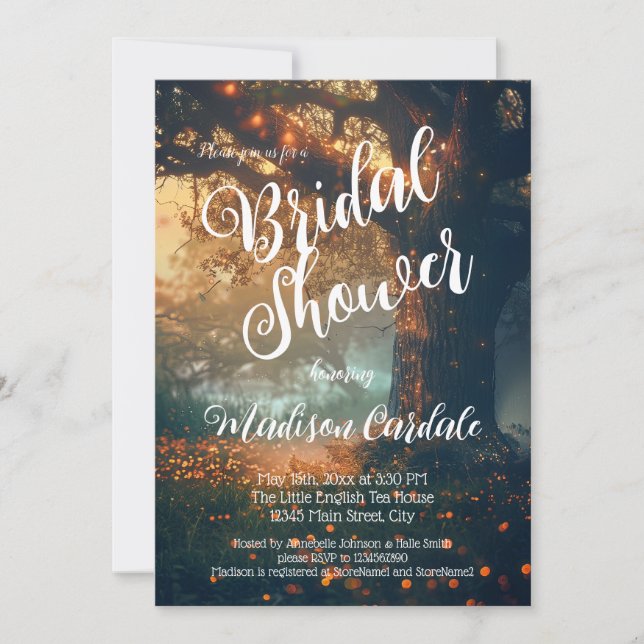 Invitation Bride Enchanted Forest Oak Tree Fairy Lights (Devant)