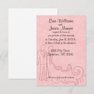 Invitation Bride et Groom sur l'invitation de dentelle rose