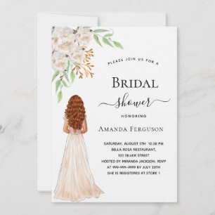 Invitation Bride fleurons blancs vert luxe nuptiale