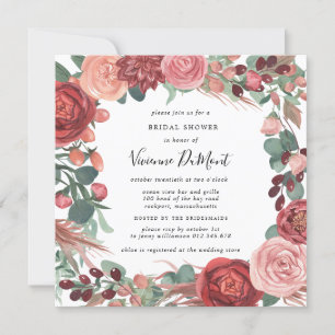 Invitation Bride florale Rose de la pivoine rose-rouge de Bou