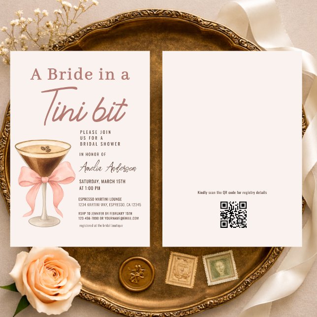Invitation Bride in a Tini Bit QR Code Bridal Shower (Créateur téléchargé)