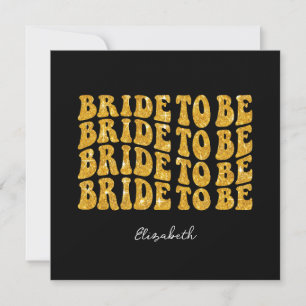 Invitation Bride pour être Gold Parties scintillant Texte ave