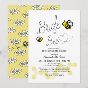 Invitation Bride to Bee White Drive-by Fête des mariées