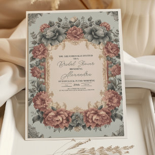 Invitation Bride victorienne vintage Dusty Blue Art Nouveau