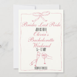Invitation Brides Dernier Ride Bachelorette Week-end Itinérai