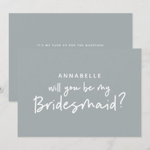 Invitation Bridesmaid demande une typographie moderne gris bl