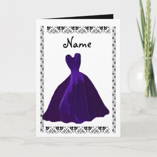 Invitation BRIDESMAID - ROYAL PURPLE Leaf Gown