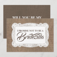 Bridesmaid rustique / Maid d'honneur BRIDEZILLA