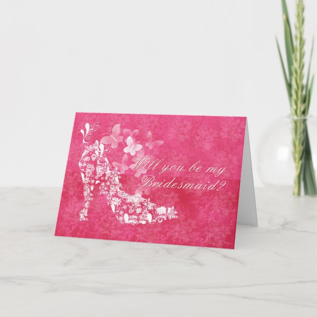 Invitation Bridesmaid, serez-vous ma Bridesmaid rose et whi (Devant)