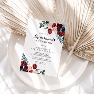 Invitation Bridesmaids Floral de la marine de Bourgogne Lunch
