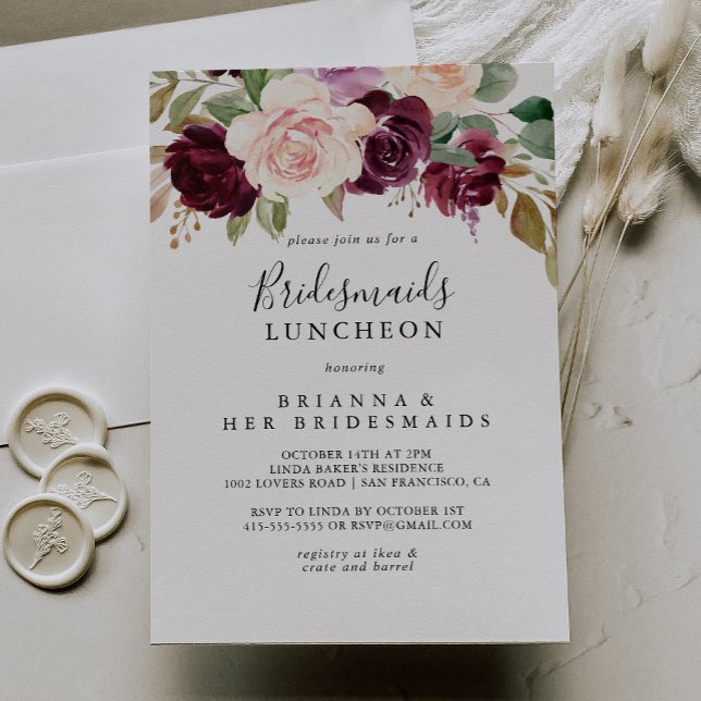 Invitation Bridesmaids Floral Rustique Luncheon Douche (Créateur téléchargé)