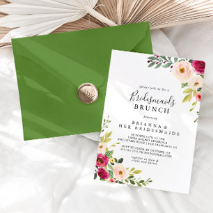 Invitation Bridesmaids rose verdoyant Brunch Douche