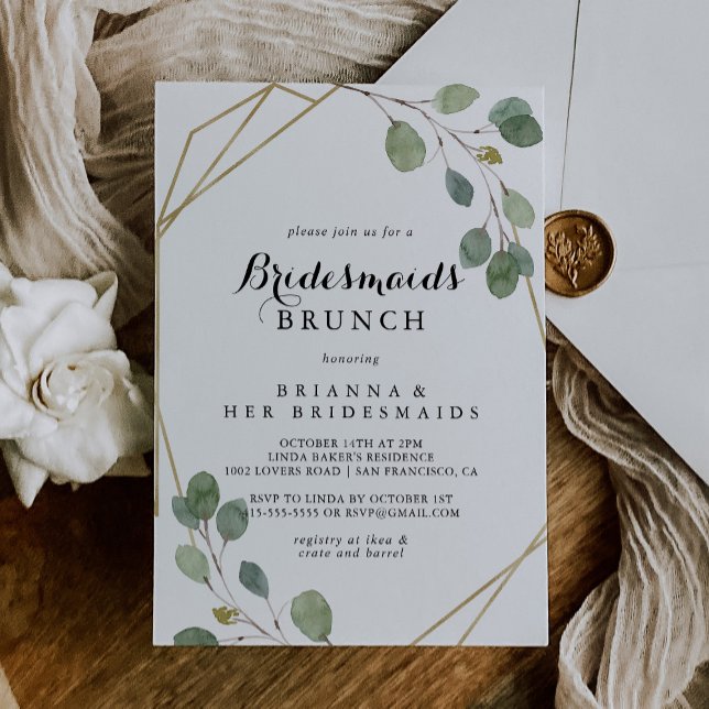 Invitation Bridesmaitres géométriques Gold Brunch Douche (Créateur téléchargé)