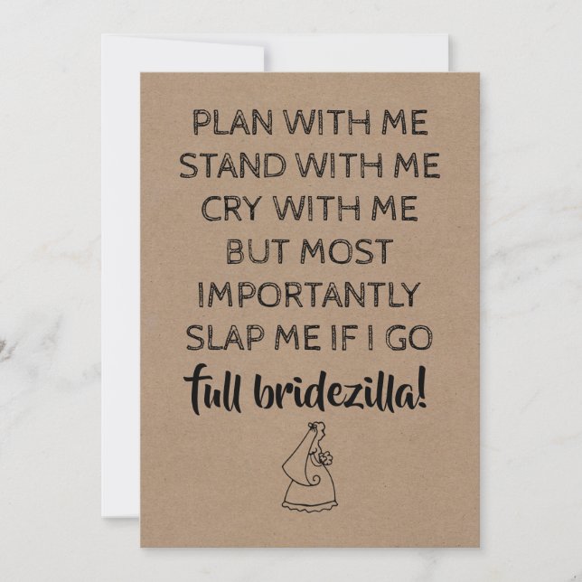 Invitation Bridezilla Funny Bridesmaid / Maid of Honor (Devant)