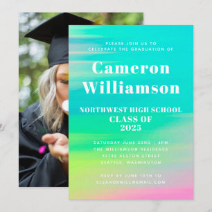 Invitation Bright Abstrait Watercolor Graduation Party Photo