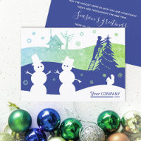 Bright Blue Green Snowmen Company Logo