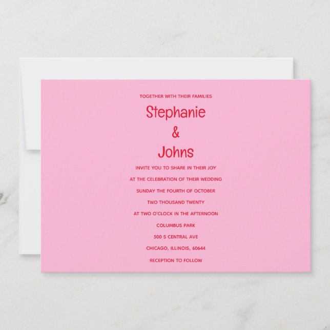 Invitation Bright Bold Orange rose coloré Mariage floral (Devant)