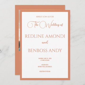 Invitation Bright Copper Elegant  Modern Calligraphy Wedding