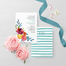 Invitation Bright Été coloré turquoise Mariage floral I