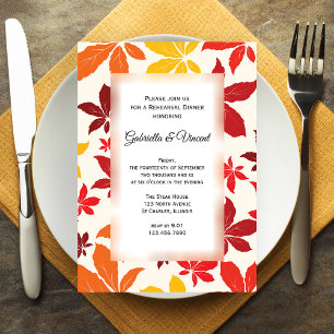 Invitation Bright Fall Leaves Mariage Rehearer Dîner