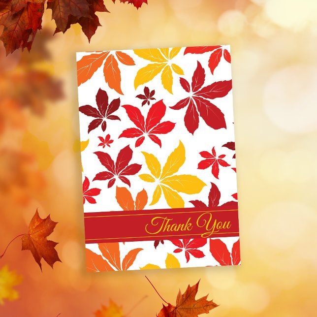 Invitation Bright Fall quitte le Merci (Show your gratitude with the seasonal Bright Fall Leaves Thank You Note Card.)