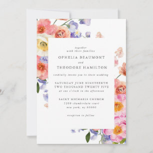 Invitation Bright Floral Botanical Moderne Mariage élégant