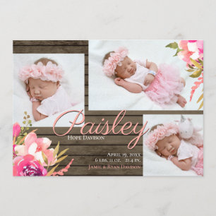 Invitation Bright Floral Grange Wood Photo