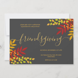 Invitation Bright Foliing Black Thème Thanksgiving Dîner
