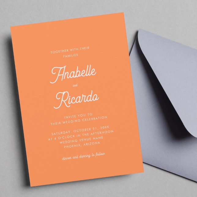 Invitation Bright Fresh Orange Rose Photo QR Code Mariage (Créateur téléchargé)