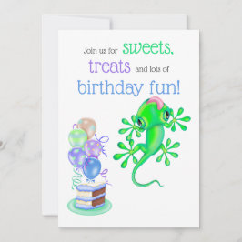 Invitation Bright Green Lizard fête d'anniversaire