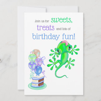 Invitation Bright Green Lizard fête d'anniversaire