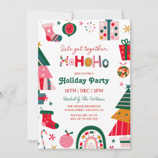 Invitation Bright Ho Ho Ho Christmas Party