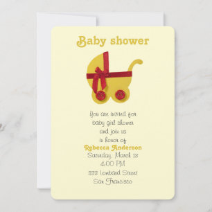 Invitation Bright Jaune, poussette rouge pour bébé pour baby 