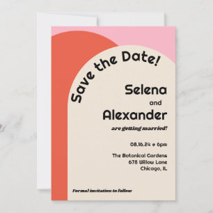 Invitation Bright les années 70 Style rose et orange Enregist