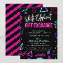 Bright Neon White Elephant échange cadeau