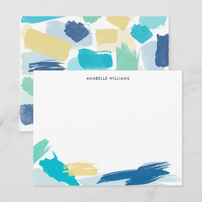 Invitation Bright Paint Brush Strokes Personnalisé Merci Cart (Devant / Derrière)