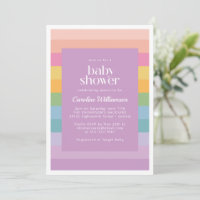 Bright Pastel Stripe Rainbow violet Baby shower