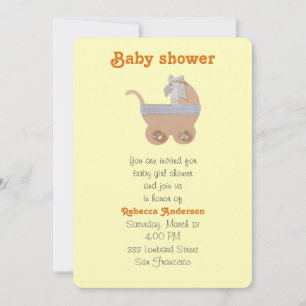 Invitation Bright peach couleur bébé chariot baby shower