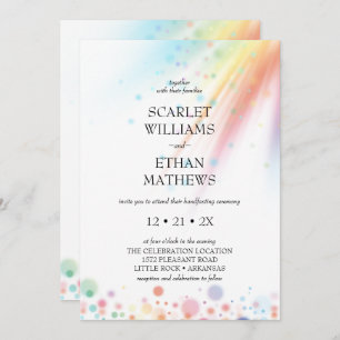 Invitation Bright Rainbow Bubble Light LGBTQ Handfasting