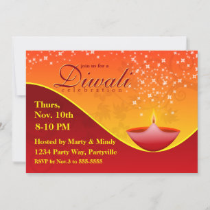 Invitation Bright Red Deepa Diwali