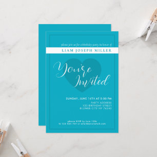 Invitation Bright Rich Sky Blue Script Anniversaire Invitatio
