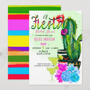 Invitation Bright Stripes Fiesta Succulents Fête des mariées